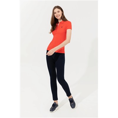 Kadın Kırmızı Basic Polo Yaka Tişört