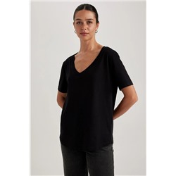 Defacto Regular Fit V Yaka Kısa Kollu %100 Pamuk Tişört W9578AZ23SM