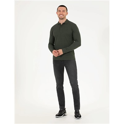 Koyu Yeşil Slim Fit Basic Sweatshirt