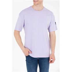 Erkek Lila Oversize Bisiklet Yaka Tişört
