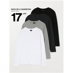 4-PACK OF BASIC LONG SLEEVE T-SHIRTS