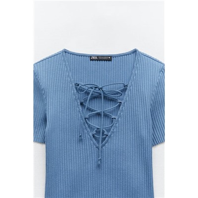 RIBBED TOP WITH TIED DETAIL