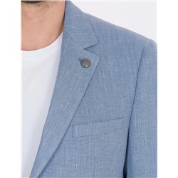 Açık Mavi Ex. Slim Fit Keten Karışımlı Ceket