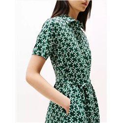 Monogram Print Belted Shirtdress