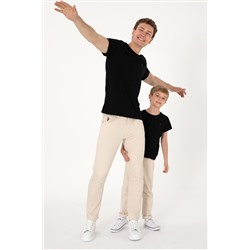 Erkek Regular Fit Bisiklet Yaka Siyah Basic Tişört