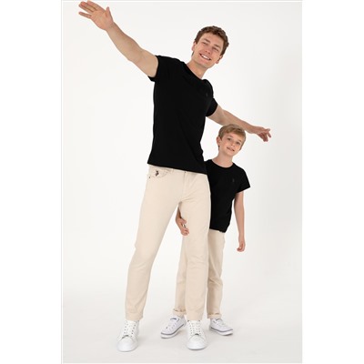 Erkek Regular Fit Bisiklet Yaka Siyah Basic Tişört