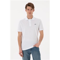 Erkek Regular Fit Polo Yaka Beyaz Basic Tişört
