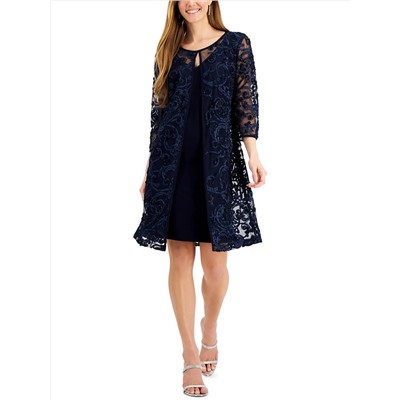 CONNECTED APPAREL Womens Soutache Knee Cocktail And Party Dress