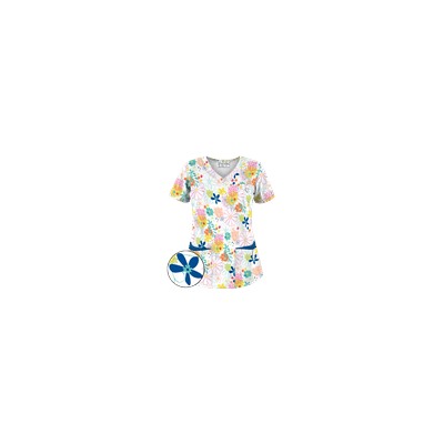 UA Floral Comfort White Print Scrub Top