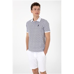 Erkek Regular Fit Polo Yaka Lacivert Desenli Tişört