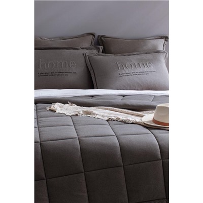 Bobigny Çift Kişilik Pamuklu SuperSoft Comforter Set - Antrasit