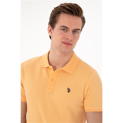 Erkek Slim Fit Polo Yaka Turuncu Basic Tişört