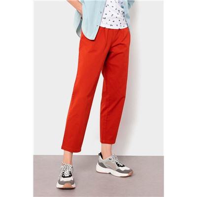 Pantalón carrot 7/8 de tiro alto Rojo teja