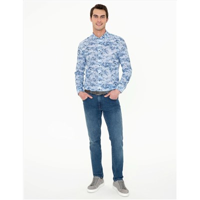 Mavi Slim Fit Uzun Kollu Gömlek