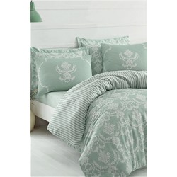 Ev & Ev Home Suyeşili Çift Kişilik Kolay Ütülenir Nevresim Takımı Pure Ep-010200