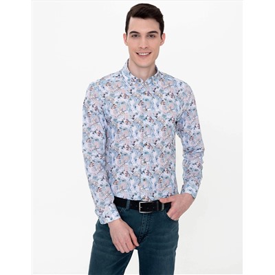 Açık Mavi Slim Fit Uzun Kollu Gömlek