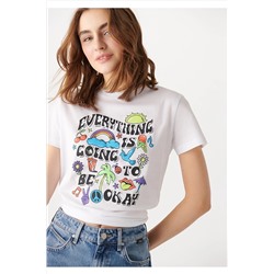 Mavi Everything Baskılı Beyaz Tişört Slim Fit / Dar Kesim 1610613-620