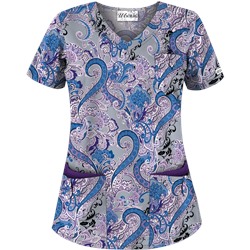 UA French Twist Silver Print Scrub Top