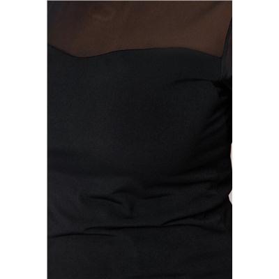 Siyah Kalp Yaka Mesh Detaylı Örme Bluz TBBSS24AF00046