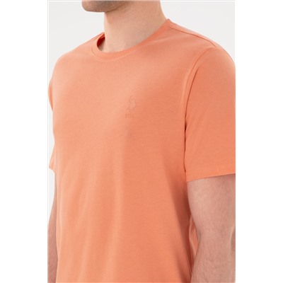 Erkek Regular Fit Bisiklet Yaka Somon Basic Tişört
