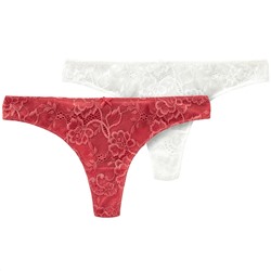2 Damen Strings mit floraler Spitze