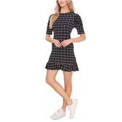 CECE Women's Puff Sleeve Printed Knit Dress