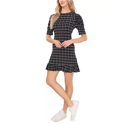 CECE Women's Puff Sleeve Printed Knit Dress
