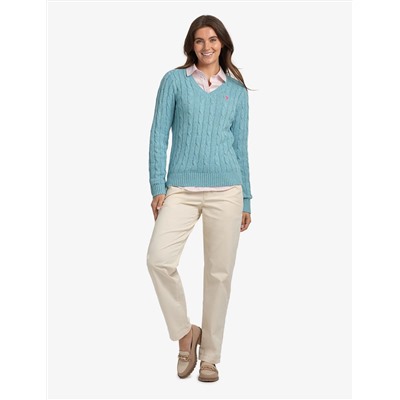 SOFT CABLE V-NECK SWEATER