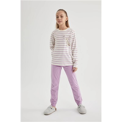 Defacto Kız Çocuk Çizgili Penye Pijama Takımı C0977A823WN