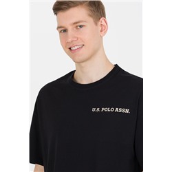 Erkek Siyah Oversize Bisiklet Yaka Tişört