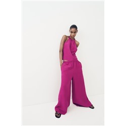 WIDE-LEG LINEN-BLEND TROUSERS