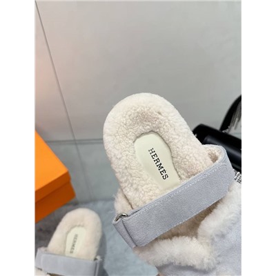 Меховые женские шлепки Herme*s Chypr*e