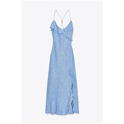 FRILL STRAPPY DRESS WITH LINEN