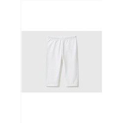 United Colors of Benetton Kız Çocuk Beyaz Paçası Logo Işlemeli Kapri Tayt Beyaz 223P3MT1GF01K