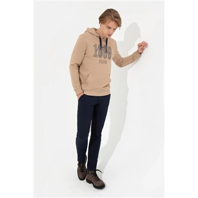 Erkek Camel Kapüşonlu Sweatshirt