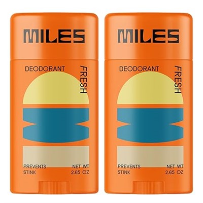 Miles Kids Deodorant for Boys and Girls - Aluminum Free Deodorant for Kids and Teens, Natural, Hypoallergenic, Made in USA - Fresh Scent - 2-Pack