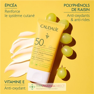 Caudalie Vinosun Protect - SPF50 - Crème Solaire Haute Protection 50ml