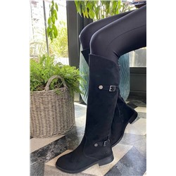 Bambi Siyah Süet Kadın Çizme K03824333302