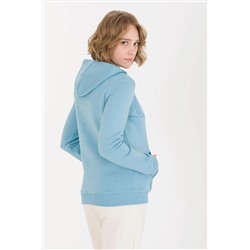 Kadın Mavi Kapüşonlu Sweatshirt