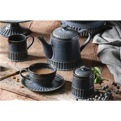 Пара чайная, 1 перс, 2 пр, 250 мл, фарфор P, черно-синяя, в крапинку, Black Kitchen, 62763