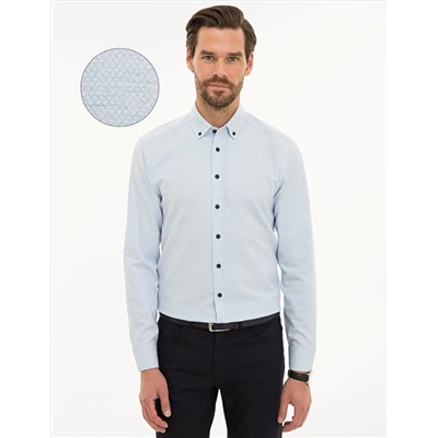 Açık Mavi Slim Fit Uzun Kollu Gömlek