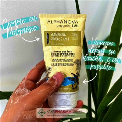 Alphanova Sun Shampoing Douche 2 en 1 Parfum Monoï BIO 150 ml