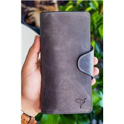 Vianel New York, Axel Crazy Deri Gri Unisex Portföy Cüzdan