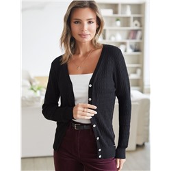 Кардиган тонкой ажурной вязки из хлопка и вискозы