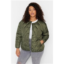Trendyol Curve Haki Bisiklet Yaka Kapitone Mont TBBAW23AW00020