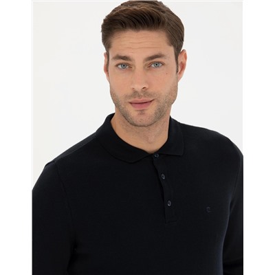 Lacivert Slim Fit Basic Kazak
