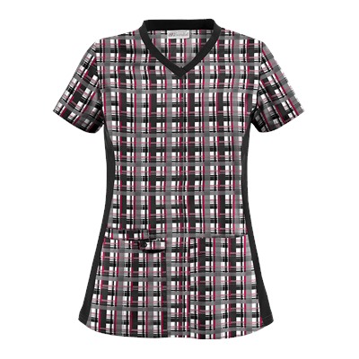 UA Plaid Sugar Berry Print Scrub Top