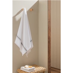 Ranya %100 Pamuk Banyo Havlusu - Beyaz/Gri