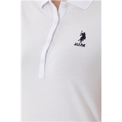 Kadın Beyaz Basic Polo Yaka Tişört