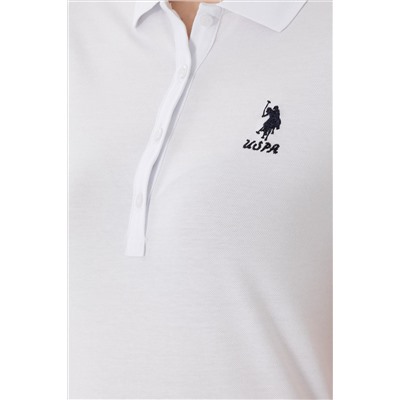 Kadın Beyaz Basic Polo Yaka Tişört